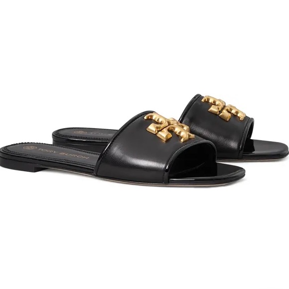 Tory Burch Shoes - NEW 🌟Tory Burch Black Leather Slide Sandals Size 7 1/2